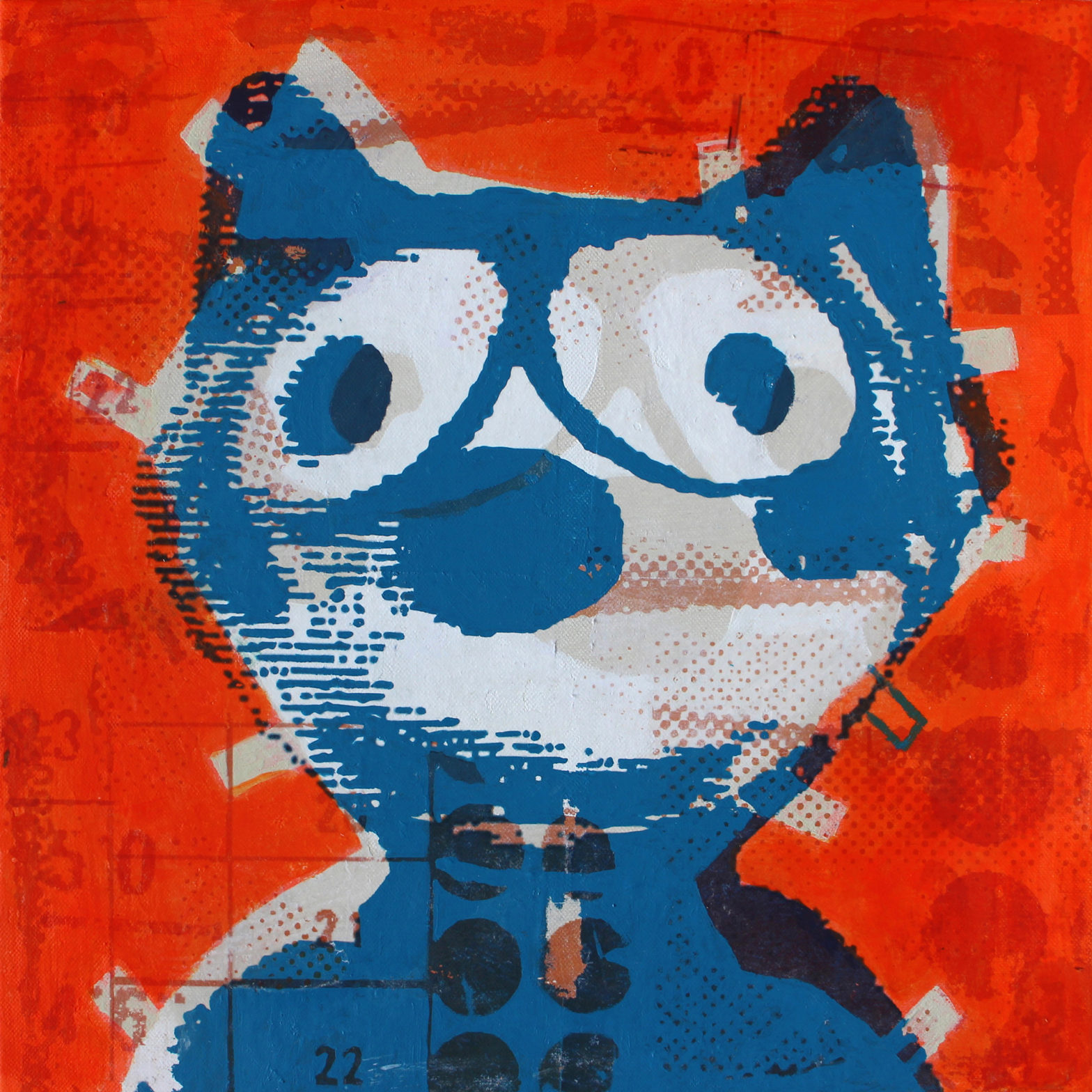 Chat bleu – 40x40cm
